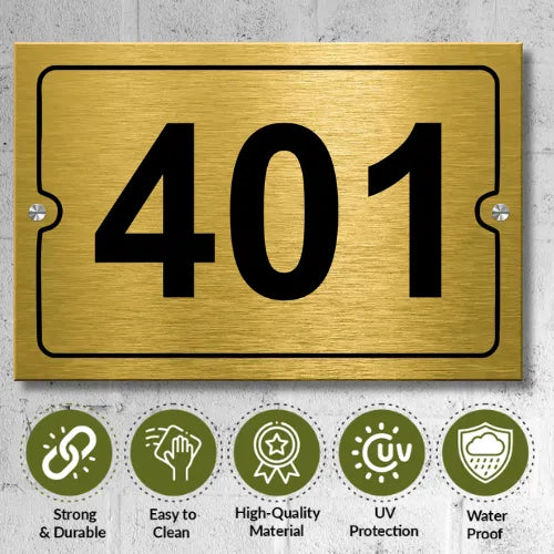 Number Plate for Hotel Door Stylish & Durable | Home, Office, Mall, Hotel, Door, Apartment, Flat, College, Library, Warehouse | Customizable Door/Rack Numbers(Stainless Steel Golden)