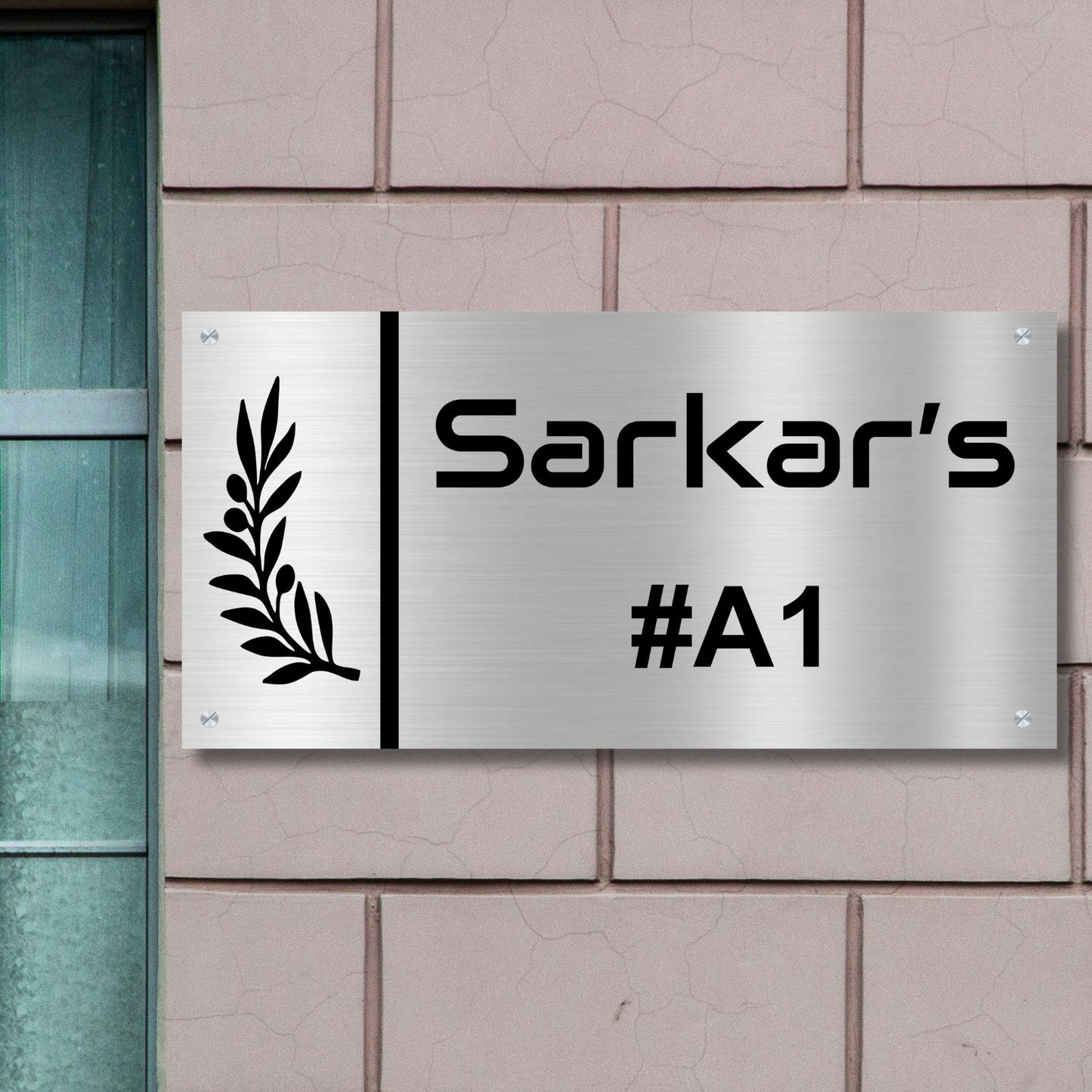Leaf Stainless Steel Nameplate for Home office Outdoor