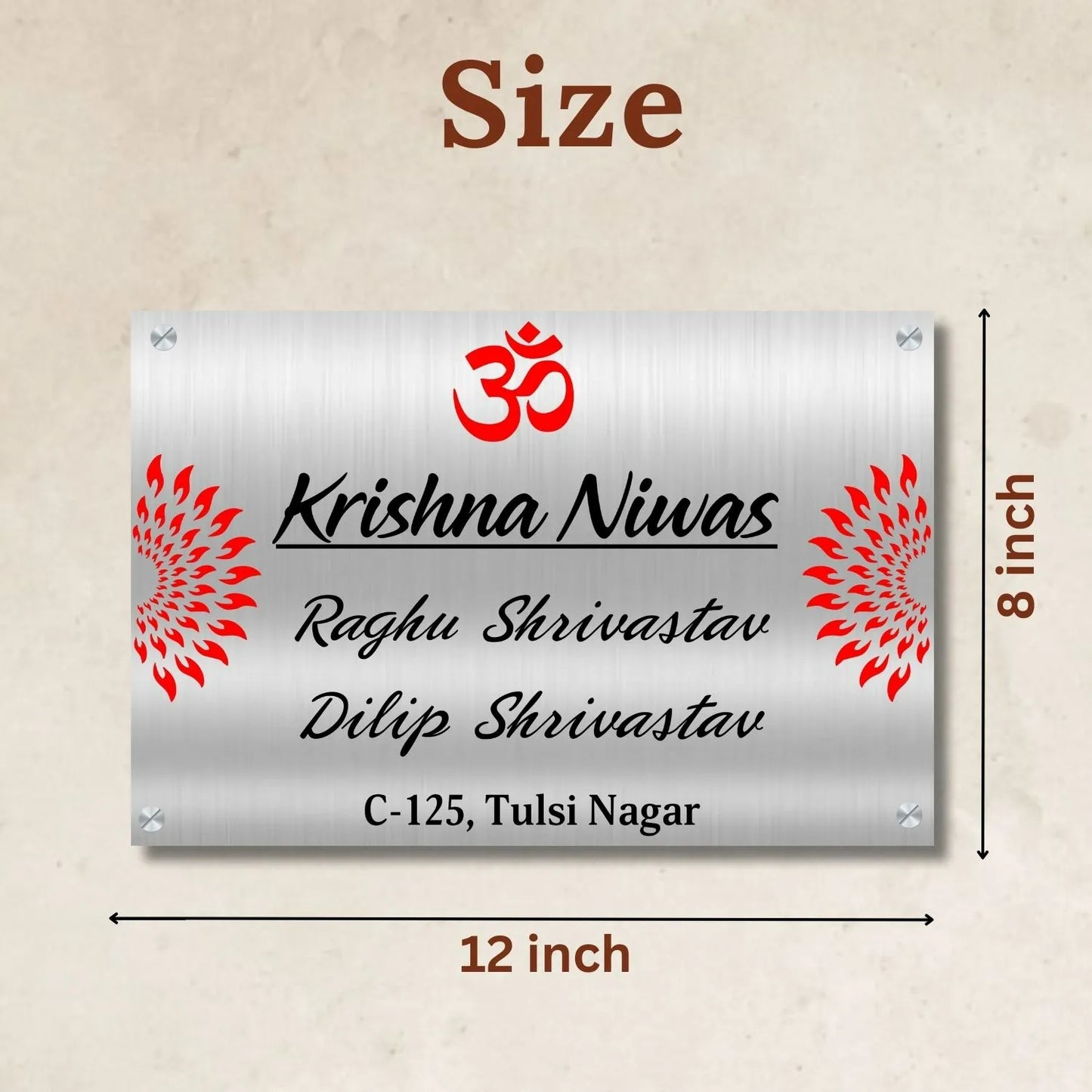Mandala Stainless Steel Nameplate for Home office Outdoor