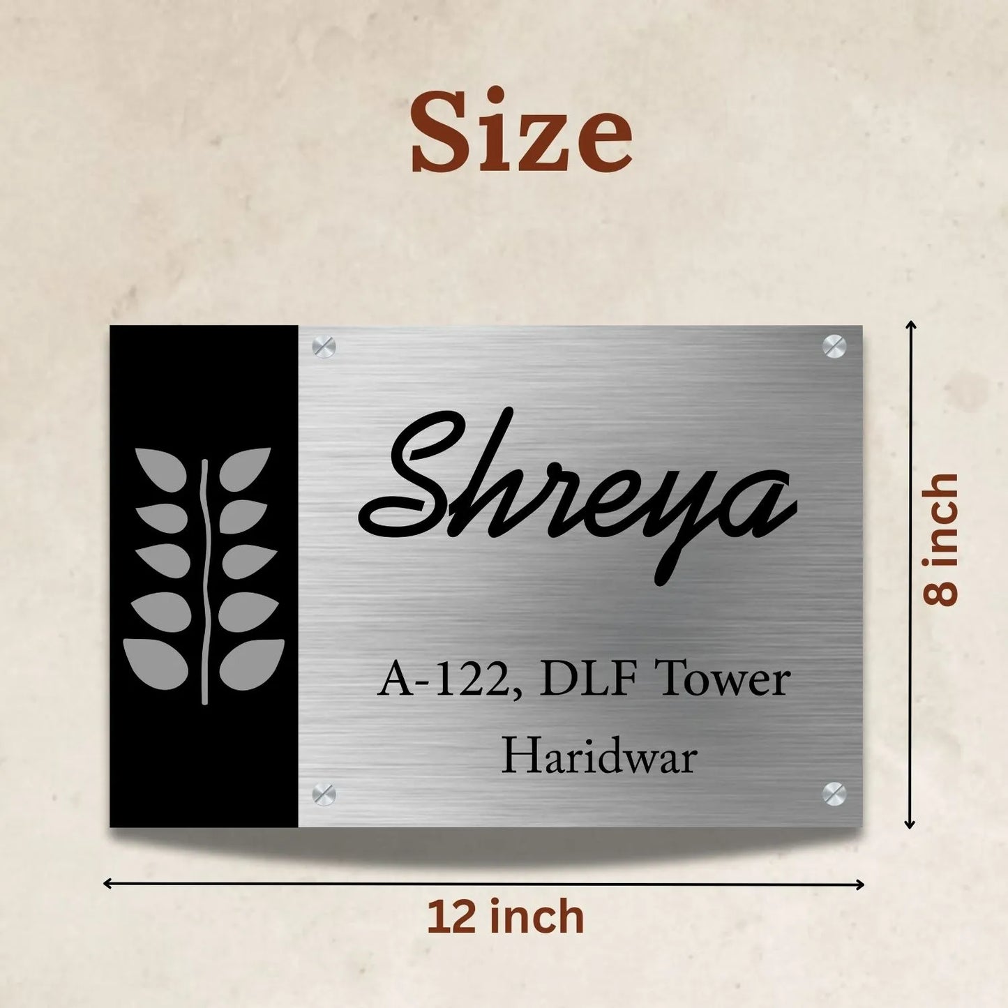 Leaf Stainless Steel Nameplate for Home office Outdoor