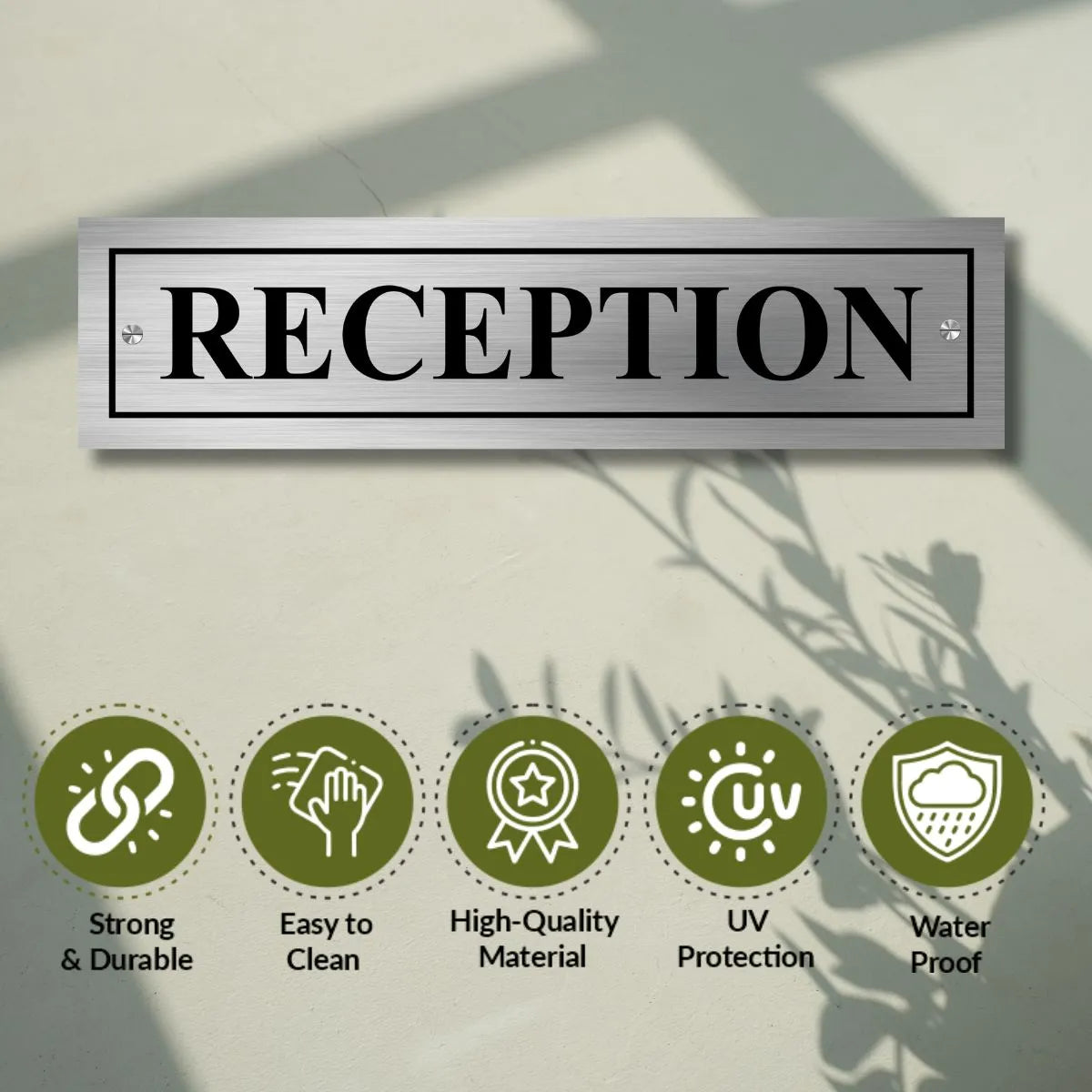 Reception Stainless Steel Signage Board for Business Shop Stores Cafes Hospital School Office Hotel Restaurant Company