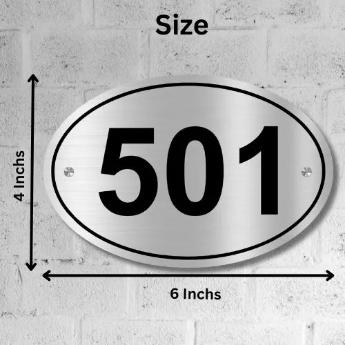 Stainless Steel Customized Room Number Plate for home/office/mall/Hotel anywhere (Oval Stainless Steel Number Plate)