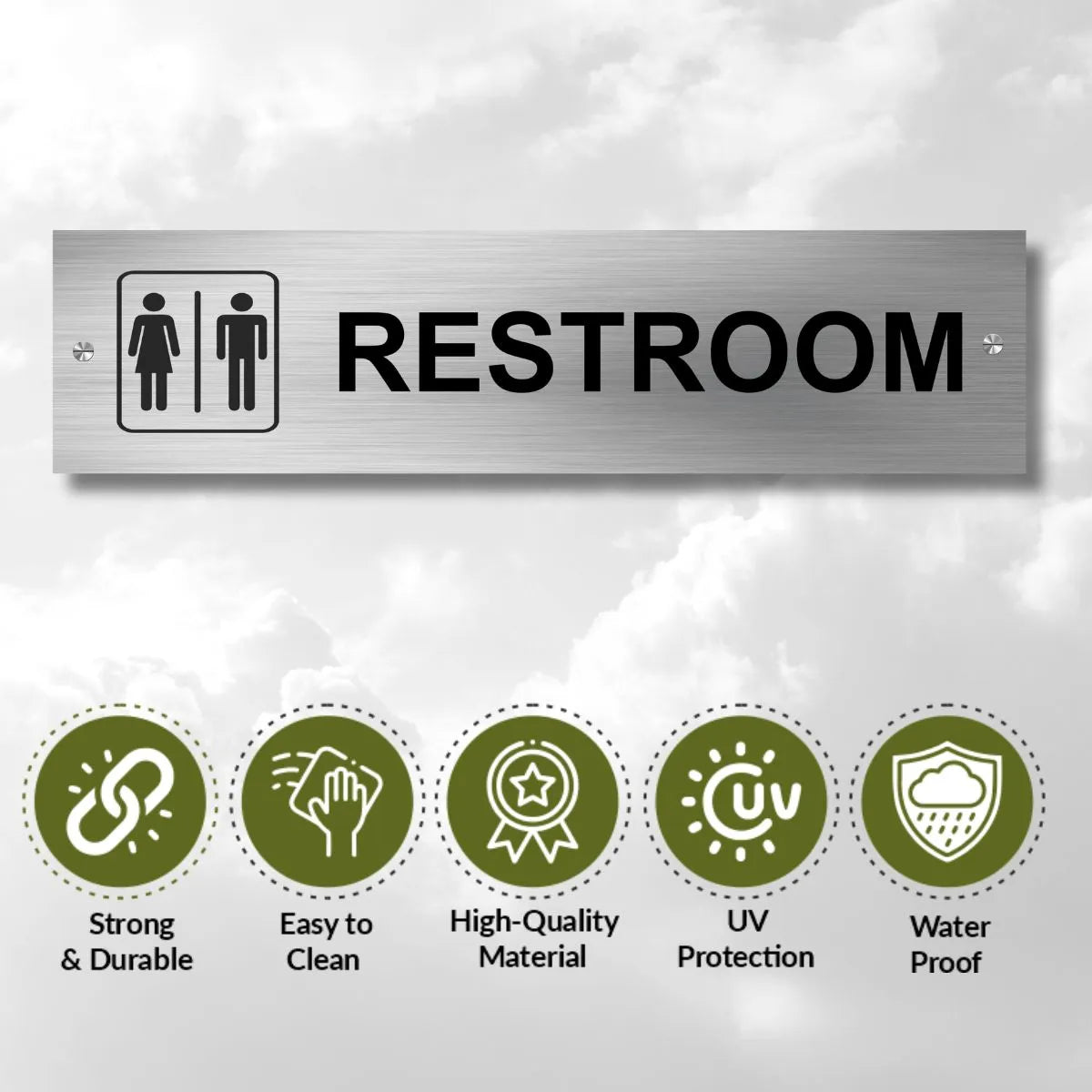 Restroom Stainless Steel Signage Board for Business Shop Stores Cafes Hospital School Office Hotel Restaurant Company