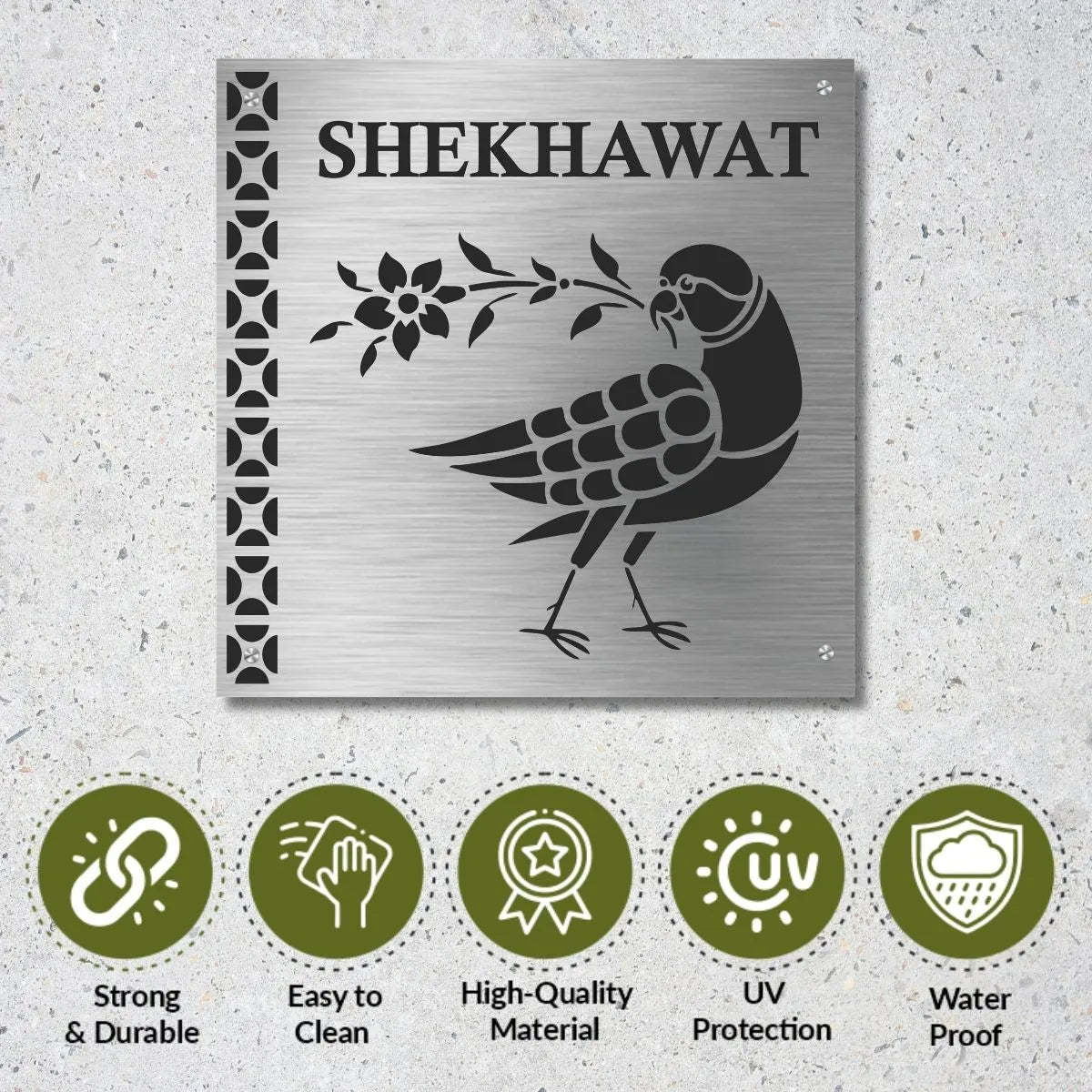 Birds Stencil Nameplate for Home, Door, Bungalow, outdoor (12x12 inches)