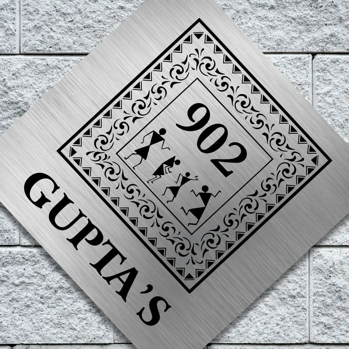 Designer Stainless Steel Nameplate for Home, Door, Bungalow, outdoor (12x12 inches)