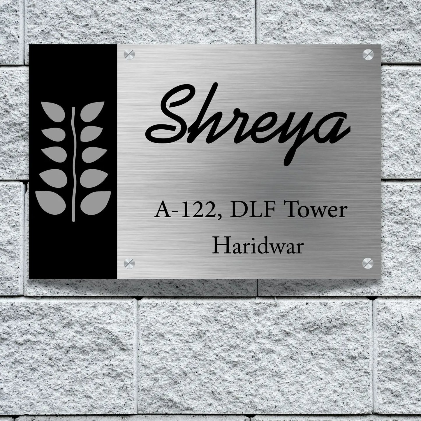 Leaf Stainless Steel Nameplate for Home office Outdoor