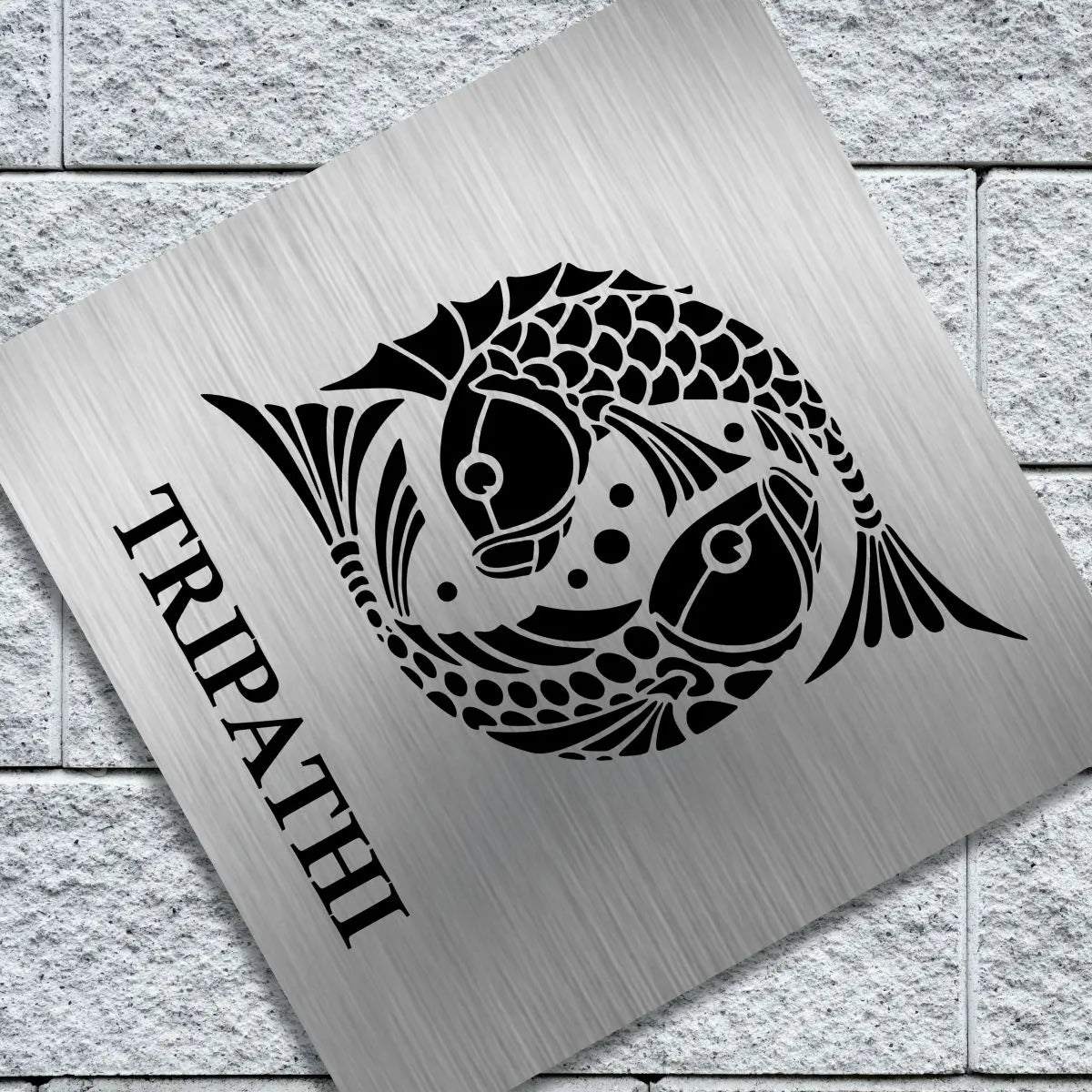 Matsya Stencil Nameplate for Home, Door, Bungalow, outdoor (12x12 inches)