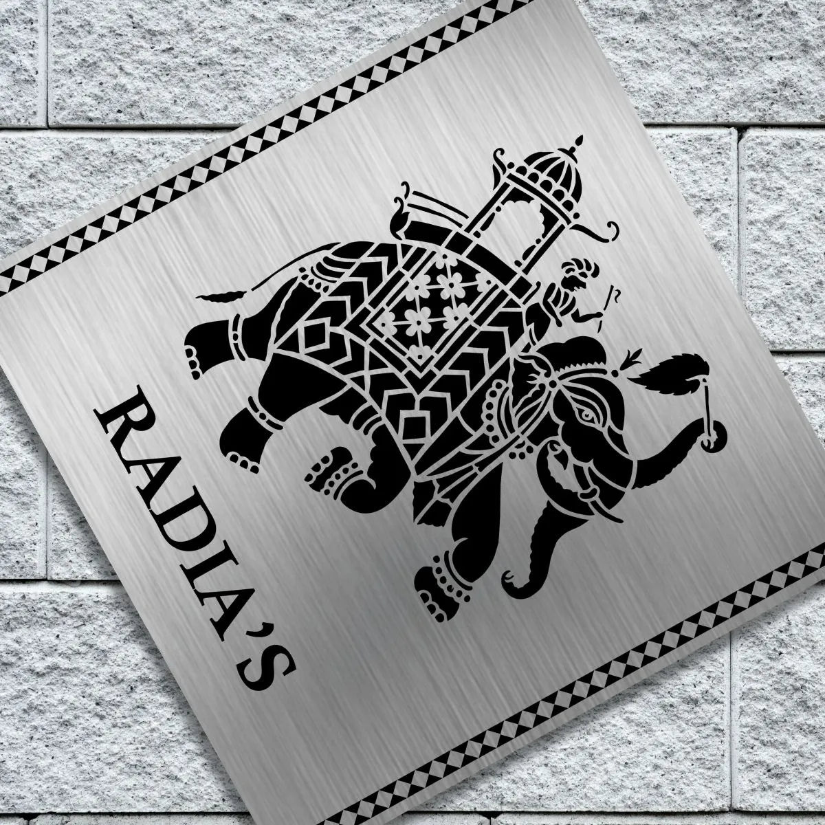 Gaja Stencil Nameplate for Home, Door, Bungalow, outdoor (12x12 inches)
