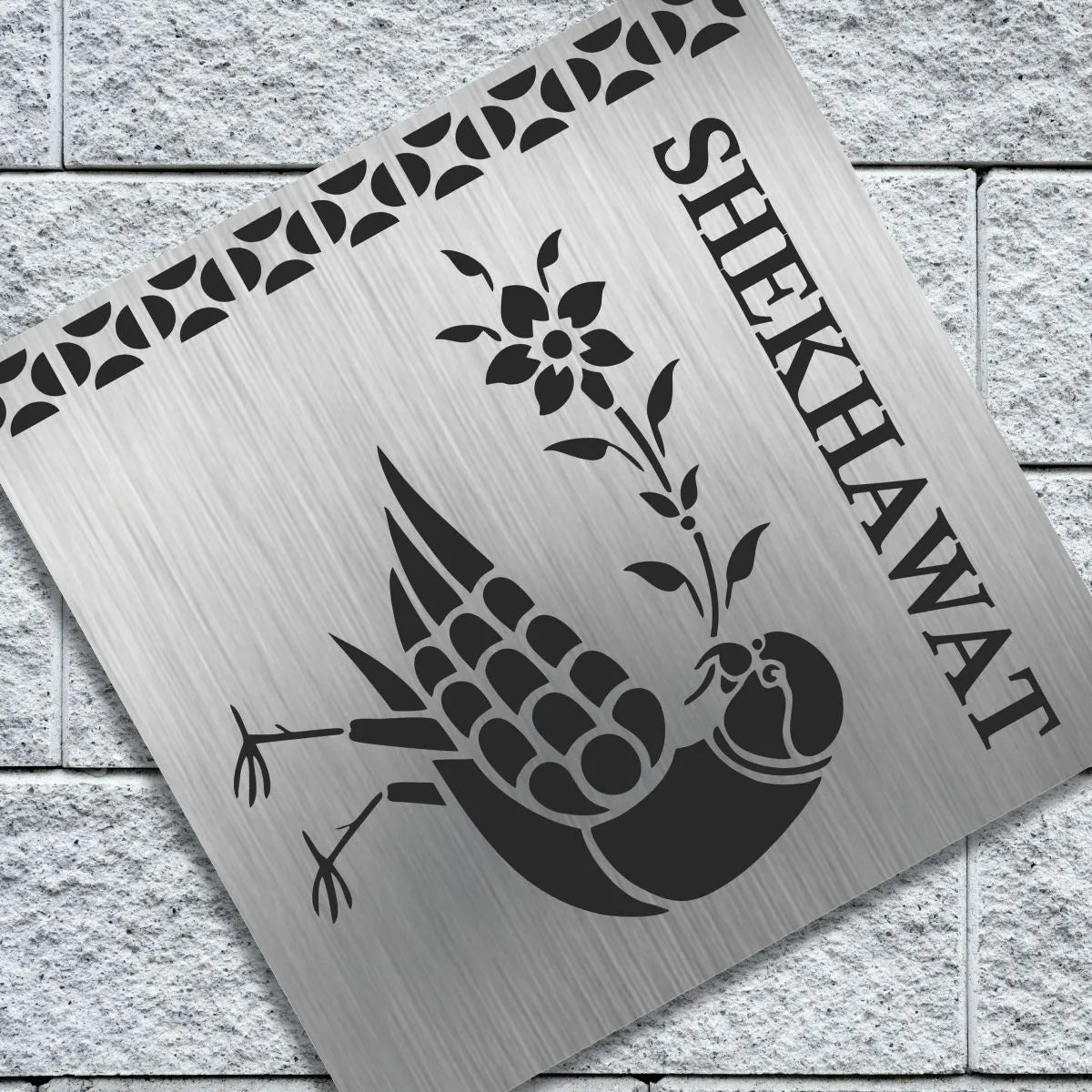 Birds Stencil Nameplate for Home, Door, Bungalow, outdoor (12x12 inches)