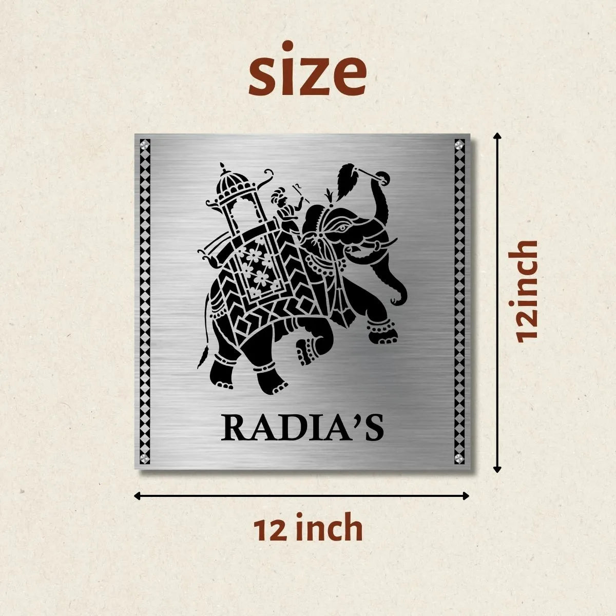Gaja Stencil Nameplate for Home, Door, Bungalow, outdoor (12x12 inches)