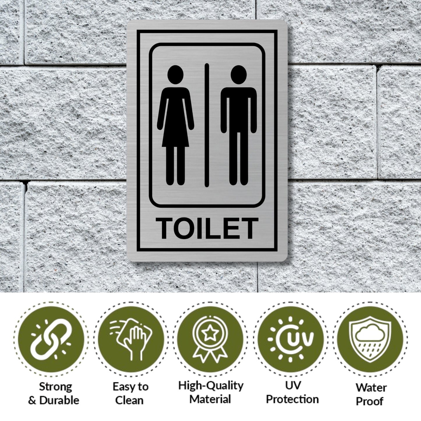 Toilet Stainless Steel Signage Board for Business Shop Stores Cafes Hospital School Office Hotel Restaurant Company