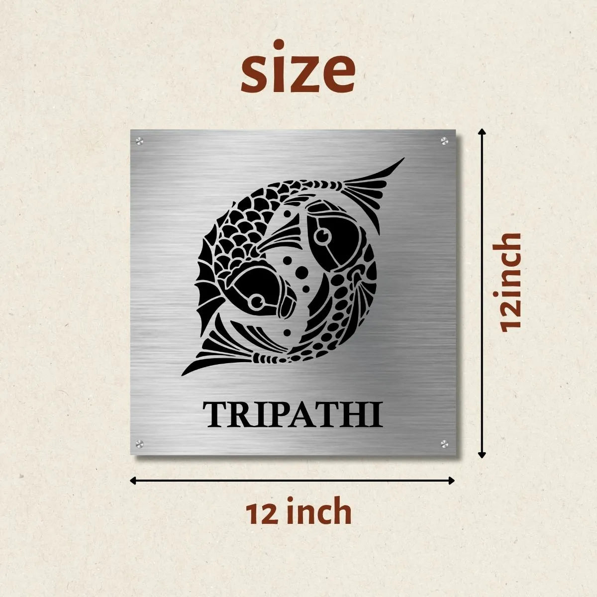 Matsya Stencil Nameplate for Home, Door, Bungalow, outdoor (12x12 inches)