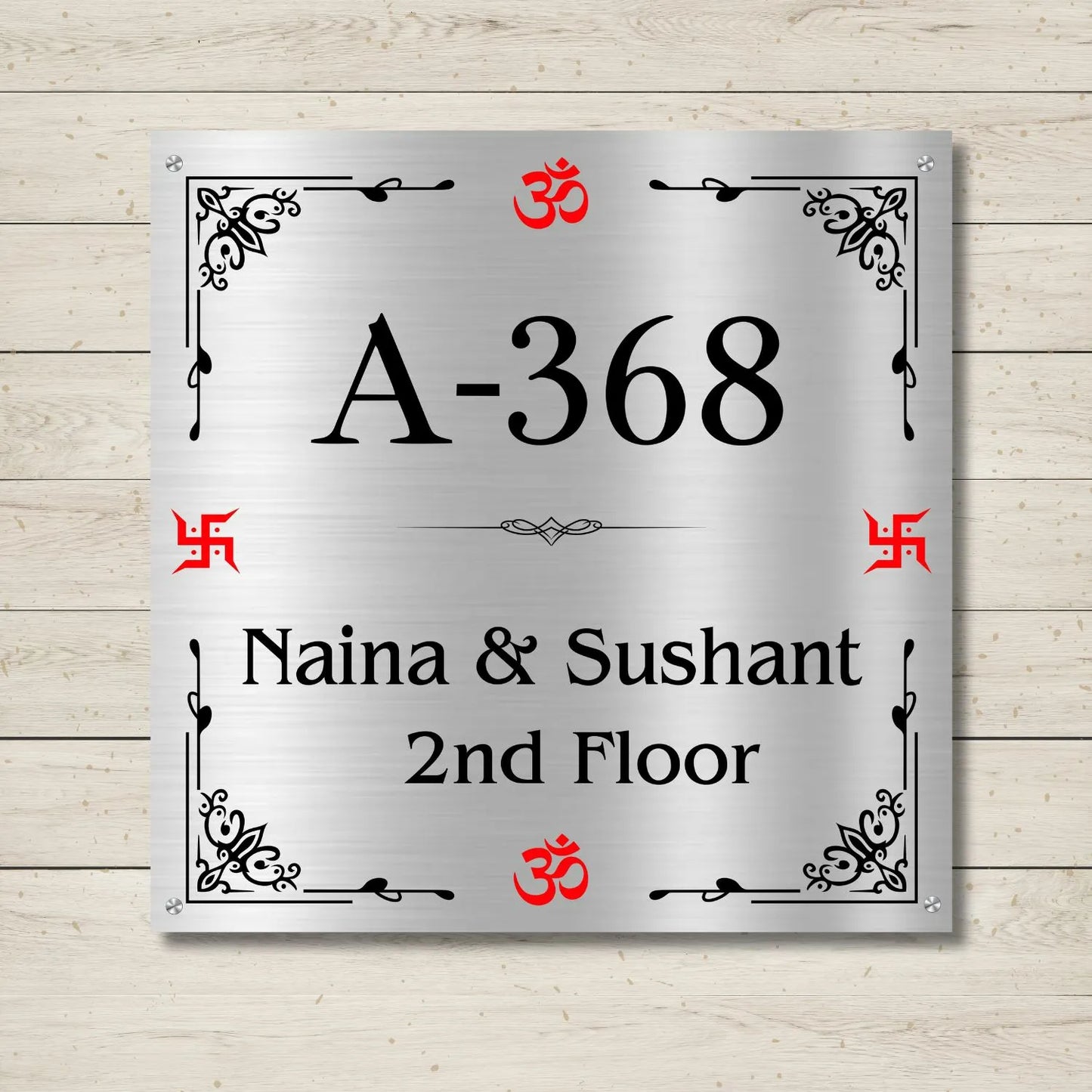 Minimal Border Nameplate for Home, Door, Bungalow, outdoor (12x12 inches)