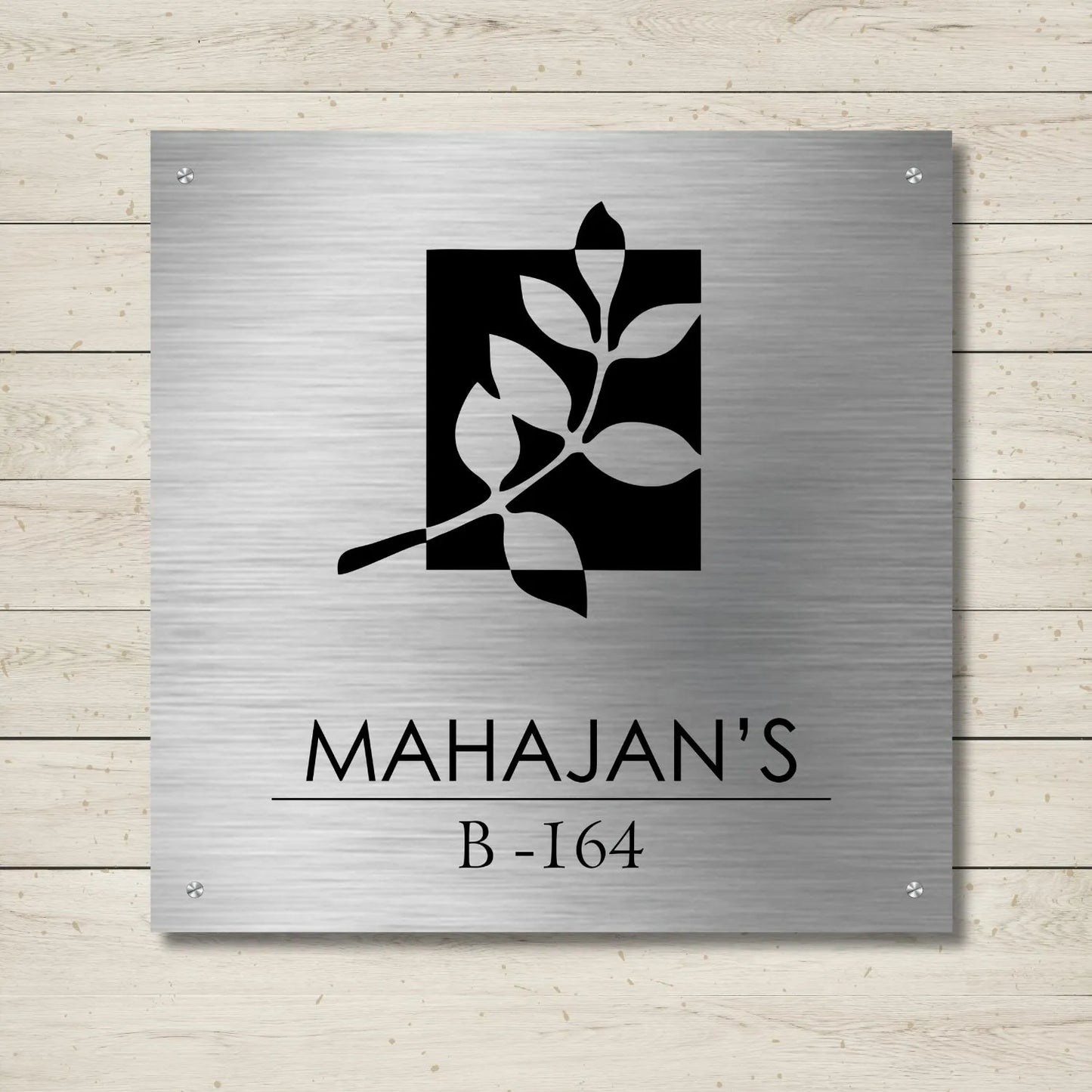 Leaf Stencil Nameplate for Home, Door, Bungalow, outdoor (12x12 inches)