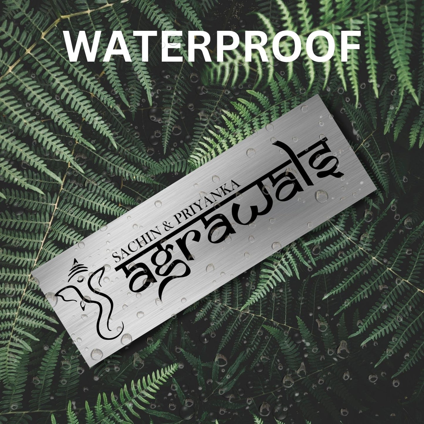 Lord Ganapati Stainless Steel Nameplate for Home office Outdoor
