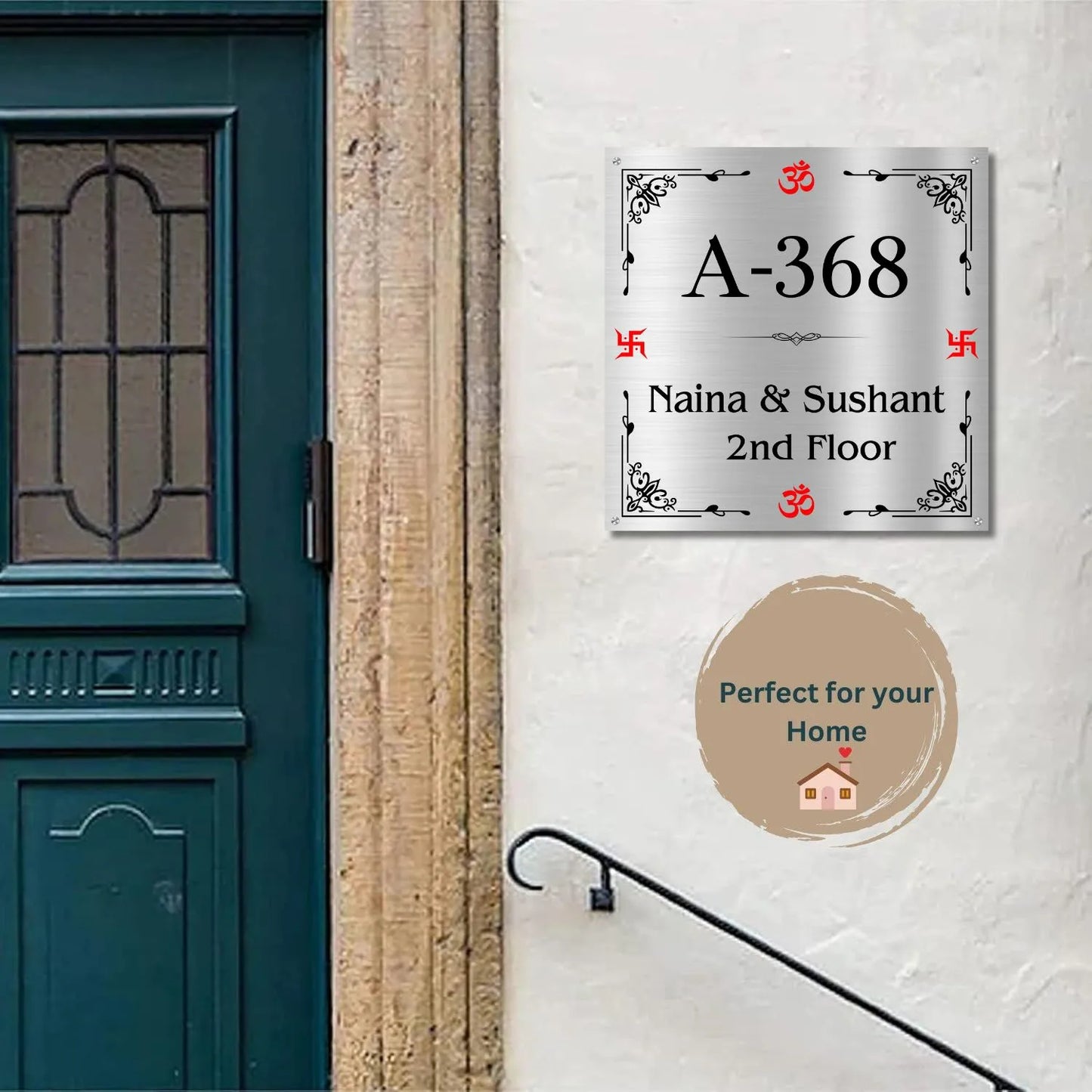 Minimal Border Nameplate for Home, Door, Bungalow, outdoor (12x12 inches)