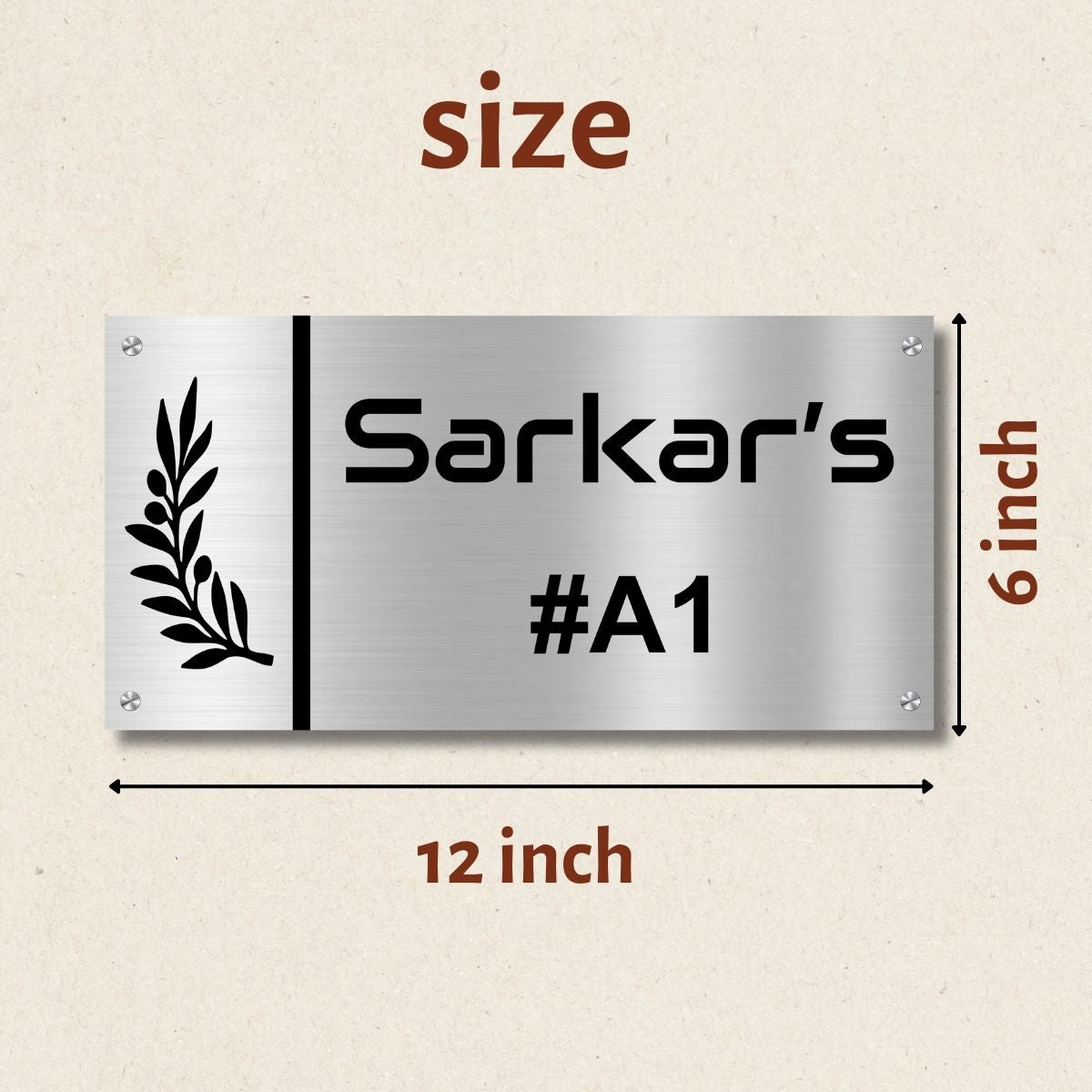 Leaf Stainless Steel Nameplate for Home office Outdoor