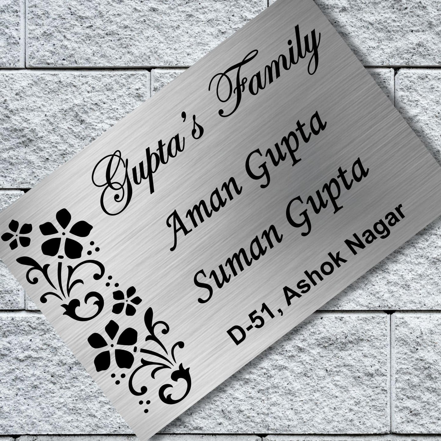 Floral Leaves Stainless Steel Nameplate For Home Entrance Outdoor Customized Door name plates