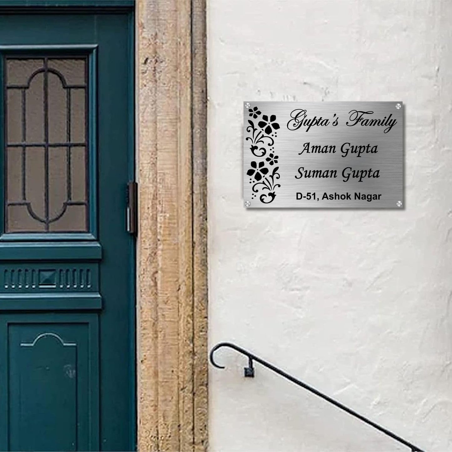 Floral Leaves Stainless Steel Nameplate For Home Entrance Outdoor Customized Door name plates