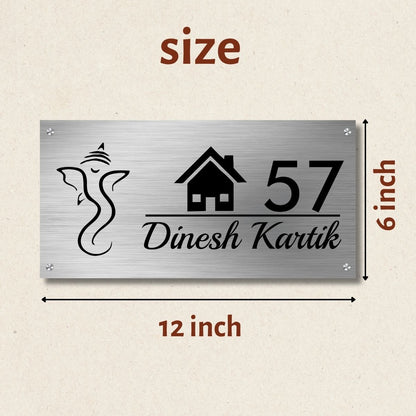Ganesha Home Stainless Steel Nameplate for Home office Outdoor Entrance