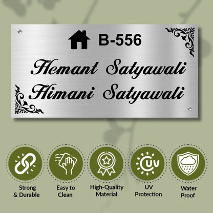 Corner Border Stainless Steel Nameplate for Home office Outdoor Entrance