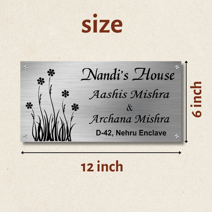 Flower Stainless Steel Nameplate for Home office Outdoor Entrance
