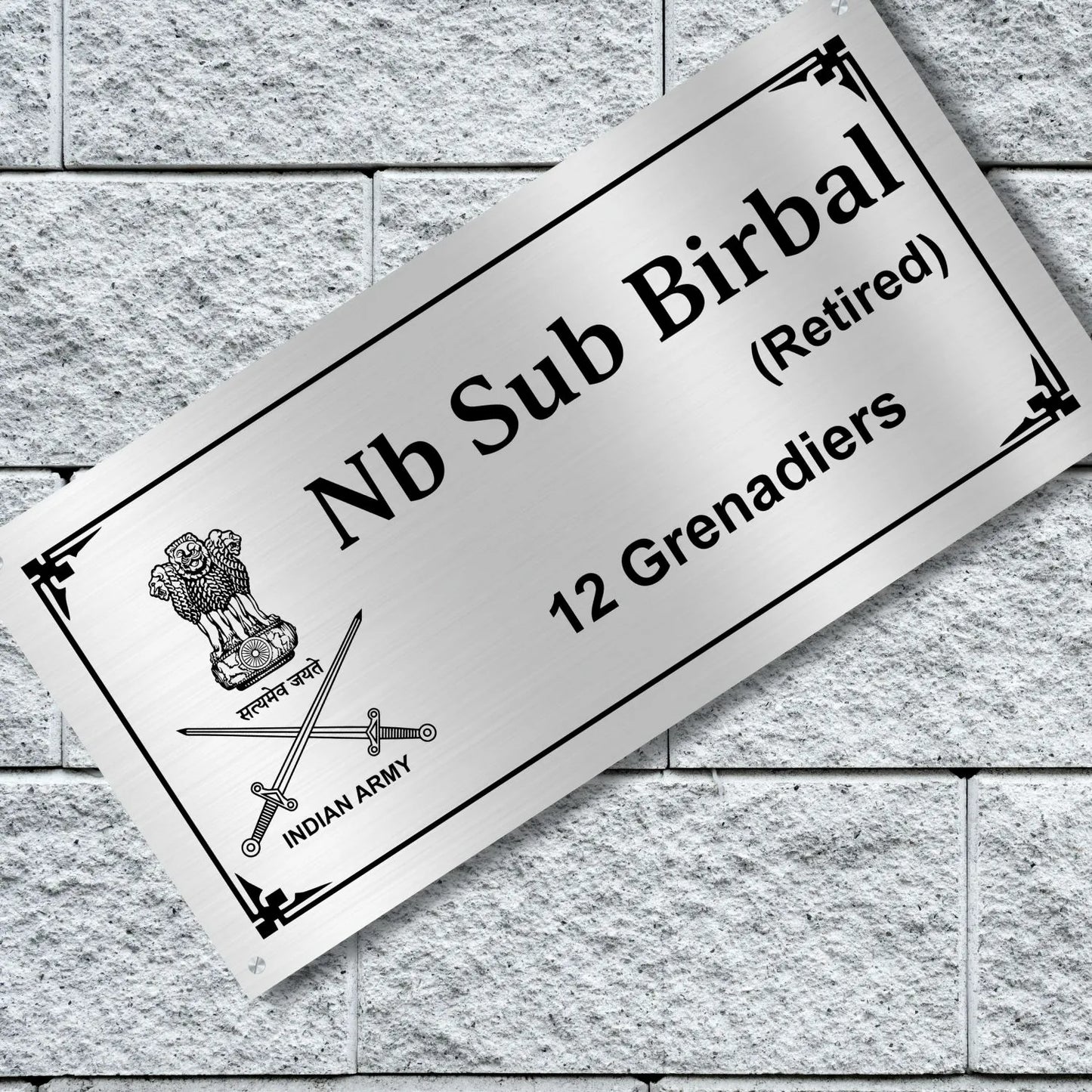 Indian Army/Police logo Stainless Steel Nameplate for Home office Outdoor