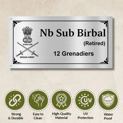 Indian Army/Police logo Stainless Steel Nameplate for Home office Outdoor