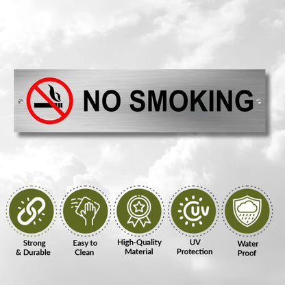 No Smoking Stainless Steel Signage Board for Business Shop Stores Cafes Hospital School Office Hotel Restaurant Company