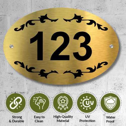 Number Plate for Hotel Door Stylish & Durable | Home, Office, Mall, Hotel, Door, Apartment, Flat, College, Library, Warehouse | Customizable Door/Rack Numbers(Stainless Steel Golden)