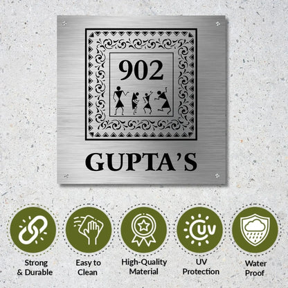Designer Stainless Steel Nameplate for Home, Door, Bungalow, outdoor (12x12 inches)