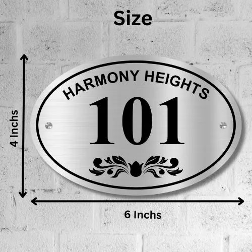 Stainless Steel Customized Room Numberr Plate for home/office/mall/Hotel anywhere (Oval Stainless Steel Number Plate)