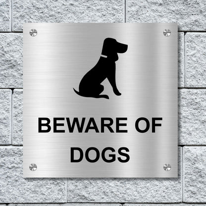 Beware of Dogs Stainless Steel Signage Board for Business Shop Stores Cafes Hospital School Office Hotel Restaurant Company
