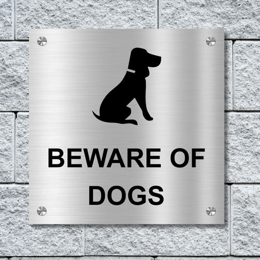Beware of Dogs Stainless Steel Signage Board for Business Shop Stores Cafes Hospital School Office Hotel Restaurant Company