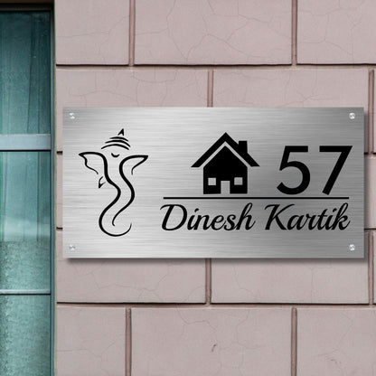Ganesha Home Stainless Steel Nameplate for Home office Outdoor Entrance