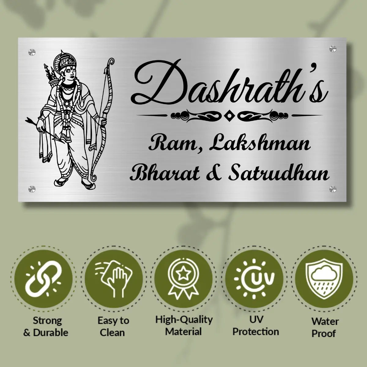 Lord Ram Stainless Steel Nameplate for Home office Outdoor