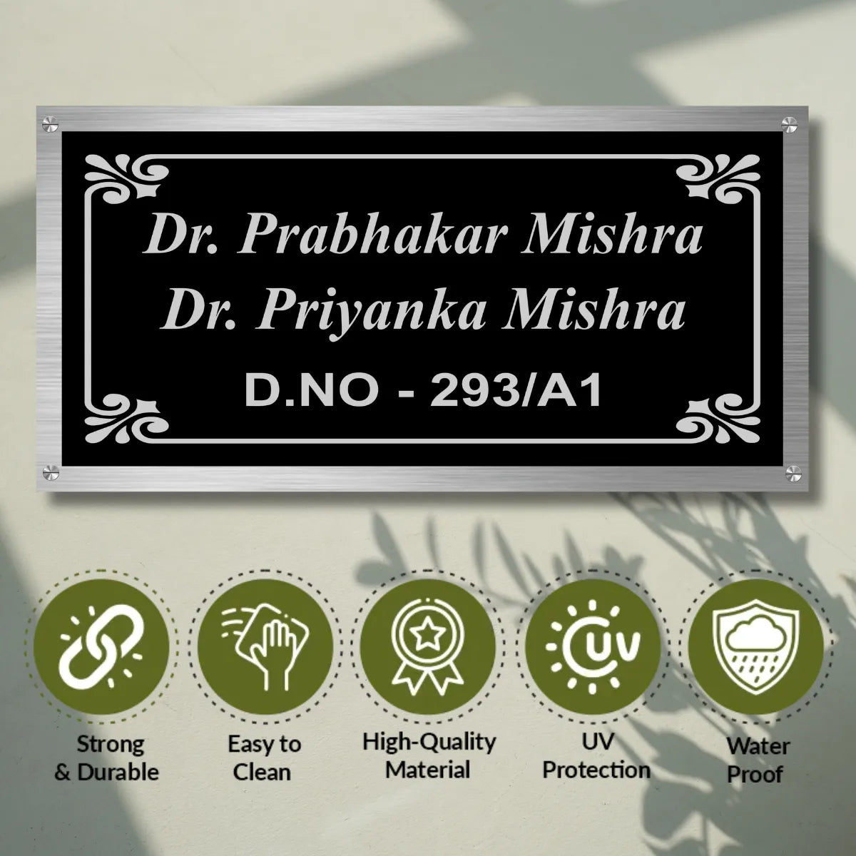 Ground Stainless Steel Nameplate for Home office Outdoor Entrance