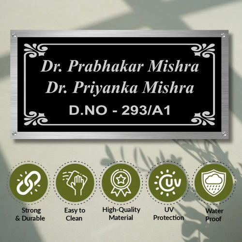 Black Name Plate Design for Door in Stainless Steel