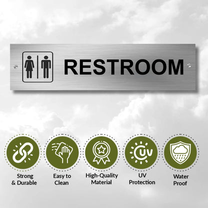 Restroom Stainless Steel Signage Board for Business Shop Stores Cafes Hospital School Office Hotel Restaurant Company