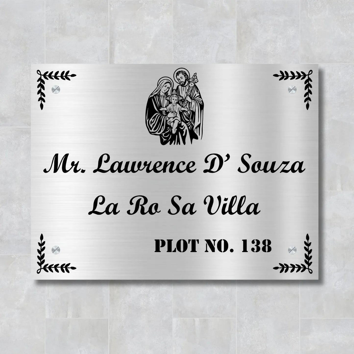 Mary and Jesus Stainless Steel Nameplate for Home office Outdoor