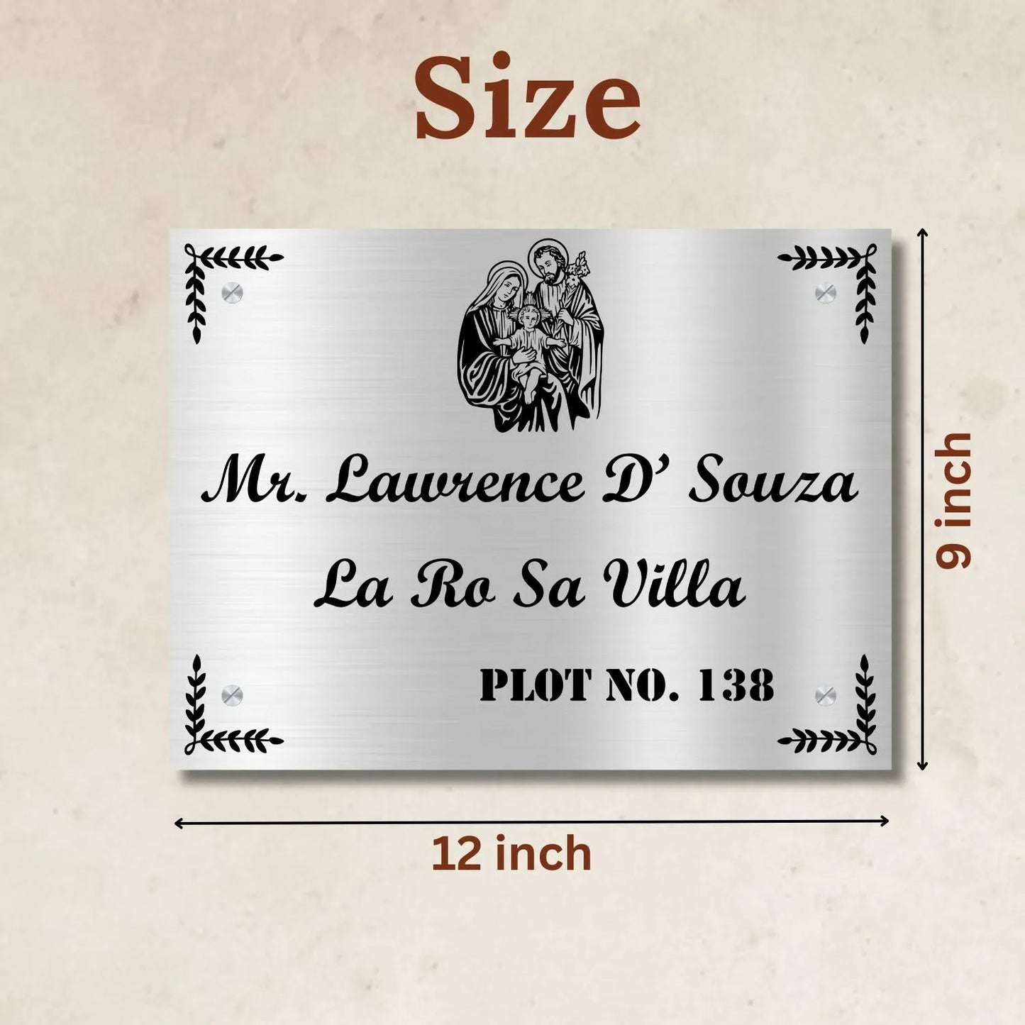 Mary and Jesus Stainless Steel Nameplate for Home office Outdoor