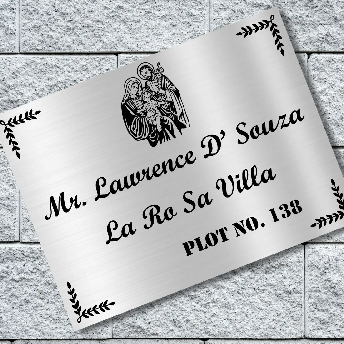 Mary and Jesus Stainless Steel Nameplate for Home office Outdoor