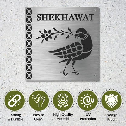 Birds Stencil Nameplate for Home, Door, Bungalow, outdoor (12x12 inches)