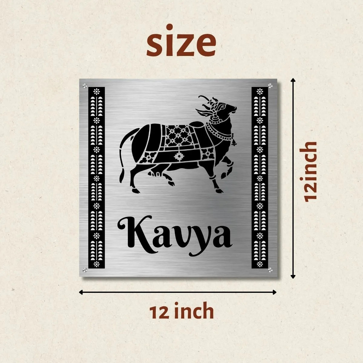 Kamdhenu Stencil Nameplate for Home, Door, Bungalow, outdoor (12x12 inches)