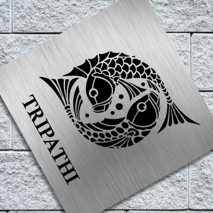 Matsya Stencil Nameplate for Home, Door, Bungalow, outdoor (12x12 inches)