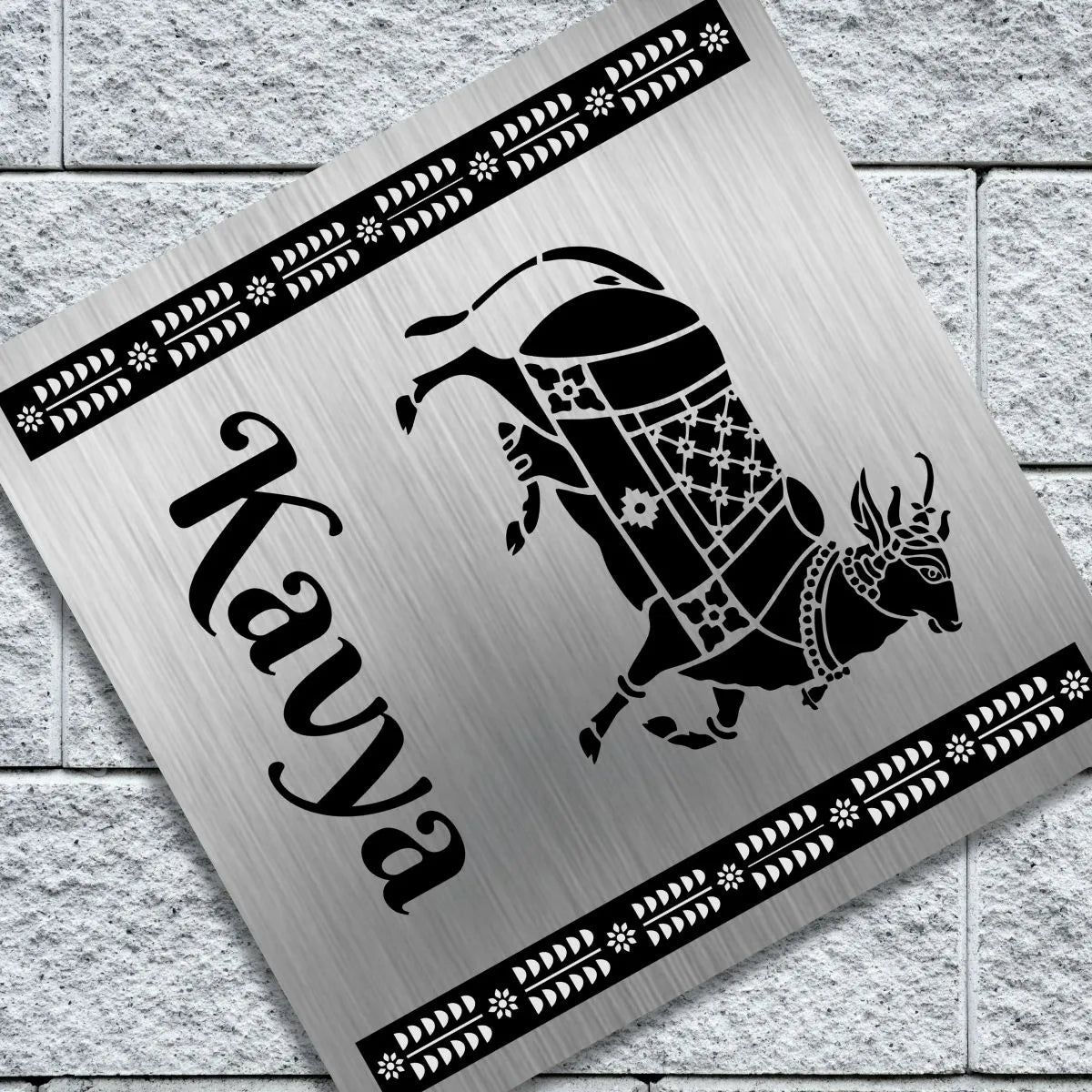 Kamdhenu Stencil Nameplate for Home, Door, Bungalow, outdoor (12x12 inches)