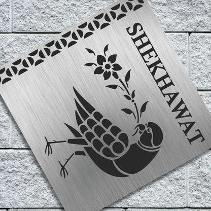 Birds Stencil Nameplate for Home, Door, Bungalow, outdoor (12x12 inches)