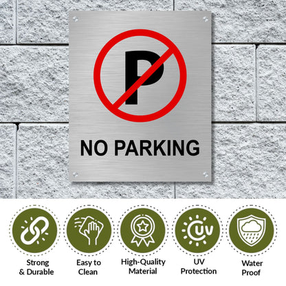 No Parking Stainless Steel Signage Board for Business Shop Stores Cafes Hospital School Office Hotel Restaurant Company