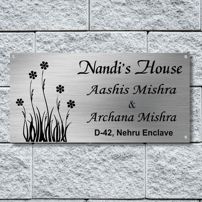Flower Stainless Steel Nameplate for Home office Outdoor Entrance