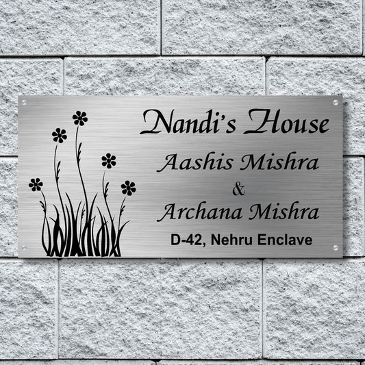 Flower Stainless Steel Nameplate for Home office Outdoor Entrance